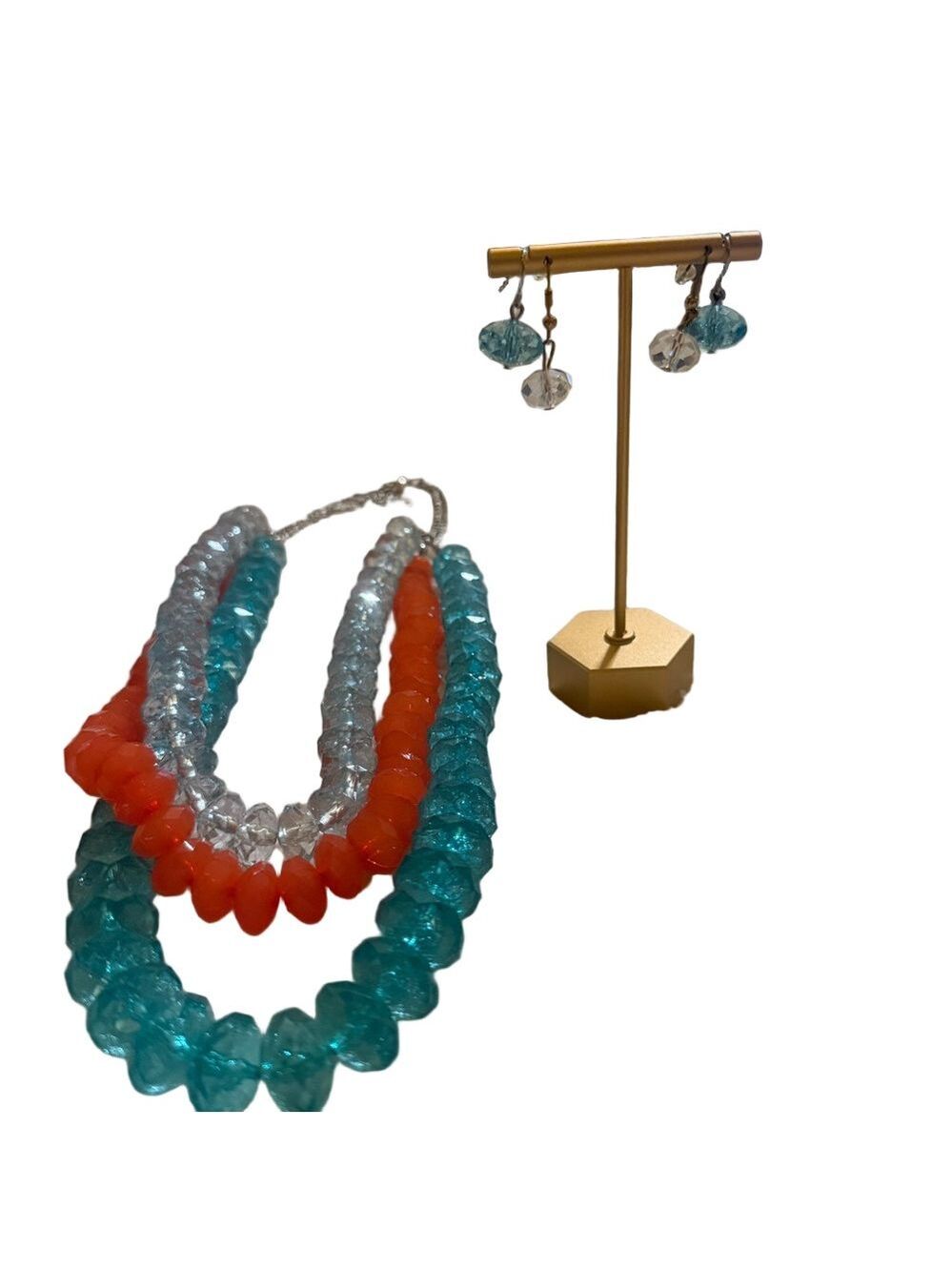 Elegant Multicolor Beaded Necklace & Earring Set